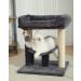 HOOPET Cat Tree Tower with Cozy Perch, Scratching Post, Self Groomer, and Dangling Ball - Smoky Gray - Buy Online on GoSupps.com