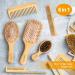 BestFire 6 in 1 Hair Brush Comb Set - Bamboo Handle with Bristles for Men and Women - Includes Tail Comb, Tooth Comb, Double Head Comb, and 3 Air Cushion Massage Brushes - Buy Online on GoSupps.com