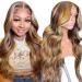 Silaiya Body Wave Highlight Ombre Lace Front Wig Human Hair Pre Plucked 13x4 HD Transparent 180% Density 4/27 Colored Lace Frontal Wigs For Women with Baby Hair Honey Blonde Lace Front Wig (22 Inch)