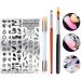 MWOOT Nailart brush (kit with 6) nail art accessories set nail brush for gelnagel draw ombre brush set with sponge brush replacement double-sided brush set with nail stamp stamps