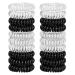 JessLab Spiral Hair Ties 20 Pcs Traceless Phone Cord Hair Ties No Crease Spiral Bracelet Plastic Coil Ponytail Holders No-Damage Headband Hair Accessory for Girls Women Ladies Gift Black Transparent
