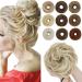 Sego hair part with rubber band 55g bun hair parts hair tie with hair hair extension updos Messy bun for girls medium blonde & blonde