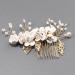 Bridal Bride Hair Accessories White Flower Bridesmaid Comb Wedding Hair Piece Pins Accessory for Women Mother of Bride Pearl Clip Diamante Side Clips Leaf Hair Vine for Party (Golden) - Buy Online on GoSupps.com