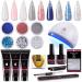 Makartt Poly Nail Gel Kit with UV LED Nail Lamp 24W, 30ML Builder Nail Gel Clear White Pink Hard Gel For Nails Glitter Powder Holographic Sequins Gorgeous All-In-One Fall Nail Art Acrylic Gel Nail Kit