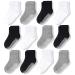 CozyWay Kids Non Slip Cotton Crew Socks Baby Socks Toddler Socks Anti Skid With Grips Striped for Children Toddler Boys & Girls 3-5 Years Black/White/Gray 12 Pairs