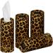 TiShoo Extra Soft 4-Latz handkerchiefs with moisturizer |For cup holders in the car at home and travel |4 tubes in plastic -free packaging |Brown/Leopard Brown/Leopard 4 pieces (1 Pack)