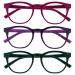 Opulize Blu - Reading glasses Blue light filter 3 Series Pack COULD FRING FRIENTS SATE IMPLETE INFIERS GAMING Rumplings Men Women BBB5-137 +1.00 Dioptries pink / purple / green