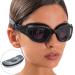 AqtivAqua Wide View Swimming Goggles // Swim Workouts - Open Water // Indoor - Outdoor Line All Black Goggles + Silver Case Shade