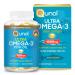 Qunol Omega 3 Fish Oil Mini Softgels, 1000mg Ultra Pure Fish Oil, Heart Health Support, Omega 3 DHA Supplements, Lemon Flavor, 3 Month Supply, 180 Count Fish Oil 180 Count (Pack of 1)
