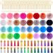 BQTQ 160 Pieces Keychain Pom Pom Tassel Set Fluffy Pom Pom Balls Gold Key Ring Faux Fur Pom Pom for Keychain Hats Beanies Shoes DIY Projects Bright-gold Keychain