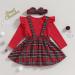 ZZLBUF Toddler Baby Girl Ribbed Ruffle Outfit Set | 12-18 Months Romper Elk Red Plaid | Long Sleeve T-shirt, Suspender Skirt, Headband | Kids 3Pcs Clothes - Buy Online on GoSupps.com
