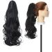 Fashion Ponytail Hair Extension Claw Curly Wavy Straight Clip in ponytail Hairpiece One Piece fake hair Ponytails for Women 18 Curly Dark Black Dark Black 18 inch - Buy Online on GoSupps.com