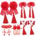 minkissy 5 Pairs Antique Red Hairpin Tassel Hair Accessories Pom Pom Tassels Hair Clips Barrettes Red Furry Balls Bow Hair Clips Girls Tassel Hair Clip Cloth Princess Flower Hair Girl Child