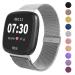 Limque Magnetic Bands Compatible with Fitbit Versa/Versa 2/Versa Lite/SE, Women Men Metal Adjustable Replacement Wristband for Fitbit Versa Smart Watch Multi-Color Silver Small