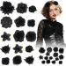 21 Pieces Flower Hair Clips Rose Flower Hair Barrettes Boho Bride Claw Clip Hawaiian Artificial Flower Hairpin Clip Brooch Pin Headpiece Hair Accessories for Girls Wedding Party Halloween (black)