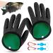 Wzyteu 1 pair of fishing gloves waterproof pike gloves for safe handling of pike catfish pikeperch oysters crab with 2 magnetic buckle