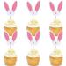30 PCS Easter Cupcake topper Bunny Cupcake Toppers Easter Egg Cupcake Topper Rabbit Easter Party Cake Topper Decorations (Brown) (Bunny Ear flower)
