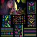 HOWAF 7 Large Sheets Neon Temporary Tattoos  100+ Shimmer Designs Glow UV Neon Body Face Skin Tattoo Jewellery Tattoos Flash Fake Waterproof Tattoo Stickers for Women Girls Body Art
