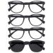Opulize Pop 4 Pack Reading Glasses With Sun Readers Retro Round Smooth Matt Grey Men Women RRRS2-7 +2.50 +2.50 Diopters Grey