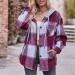 Plaid Hooded Shacket Womens Long Sleeve Plaid Hooded Shirts Flannel Button Down Shacket Drawstring Plaid Jacket Wine#55 Large - Buy Online on GoSupps.com