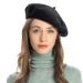 ZLYC Wool French Beret Hat Solid Color Beret Cap for Women Girls Black