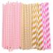 TRIPPER Biodegradable Paper Straws 100 Pink for Party Supplies Birthday Wedding Bridal/Baby Shower Decorations and Celebrations