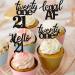 24 PCS 21st Birthday Cupcake Toppers - Hello 21 Twenty One Picks for Cake Decorations in Black - Buy Online on GoSupps.com