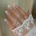 Glazed Press on Nails - Medium Length Coffin Chrome Glossy Pearlescent Pink with White French Tips | Reusable 24Pcs Fake Nails for Women & Girls - Buy Online on GoSupps.com