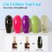 Double Rhythm 15ML No Wipe Gel Top Coat & Base Coat | Iridescent Glitter 2-in-1 Nail Polish for DIY Home Salon - Soak Off Manicure (Gold - Buy Online on GoSupps.com