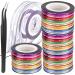 128 Rolls Nail Striping Tape Line, FANDAMEI 128PCS Striping Tapes Line Adhesive Sticker + 2PCS Nail Tape Roller Dispensers + 1PCS Nail Art Tweezers. Nail Art Decoration Sticker DIY Nail Tip