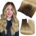 FSHINE CLIP in hair extensions chestnut brown ombre honeyblond mix platinum blond 35cm remy real hair extensions clip in thick hair extensions smooth for women 120g 7 pieces 2.8 clip #6/27/60 35cm