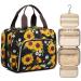 Hanging Toiletry Bag 4 Sections Travel Toiletry Bag Organizer Large Makeup Cosmetic Case for Women Water Resistant Travel Bag Container for Accessories, Full Sized Shampoo, Brushed Set-Sunflower Sunflowers Toiletry Bag