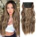 Clip in Hair Extensions-20 Inches Long Wavy Synthetic Hair Extension 4PCS Thick Hairpieces Fiber Double Weft Hair for Women (20 Inch  Ombre Honey Blonde) 20 Inch Ombre Honey Blonde