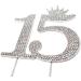 Number 15 Quinceanera Rhinestone Princess Crown Monogram Cake Topper - Sweet 15th Birthday Party (Silver) - Buy Online on GoSupps.com