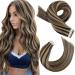 Moresoo tape extensions real hair brown 60 cm hair extension real hair tape in #p4/27 dark brown with caramel blonde invisible remy real hair extensions tapes 20 pieces 50g thick hair 60 cm 2. p4/27