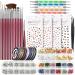Nail Art Brushes Kit, Teenitor Nail Art Tool with Nail Dotting Tools, 3D Butterfly Nail Art Stickers, Nail Art Rhinestones and Pick Up Tweezer, Nail Foil Flakes, Nail Art Striping Tape Rose red