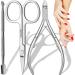 Retoo Nail skin remover set Nagelhautber Nagelhautzange Nagelhaurzange Nagelhaurschere Scherzange for manicure pedicure nail care tool stainless steel nail skin snack snacks 4-part silver