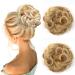 JJstar 2PCS Messy Bun Hair Piece Curly Fake Hair Buns Donut Tousled Updo High Heat Resistant Synthetic Fiber Hair Scrunchies Pieces for Women Girls Ponytail Extension Golden Blonde/ Beach Blonde