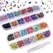 3000 pieces (2 boxes) Nail Art Steine Kit with 1 pick up tweezette MWoot Multicolor Horse Eye Road stones and round flat black gemstones for nail art decorations