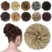 FESHFEN Messy Bun Hair Piece Hair Bun Scrunchies Synthetic Wavy Curly Chignon Ponytail Hair Extensions Thick Updo Hairpieces for Women Girls Kids 1PCS Pale Golden Blonde & Bleach Blonde 38 g (Pack of 1) 24/613# Pale Golden Blonde & Bleach Blonde