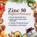 Vitalitown Zinc 50mg - Chelated Zinc Supplement for Immune Support & Healthy Skin - 60 Vegan Capsules - Buy Online on GoSupps.com