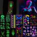 Glow In The Dark Tattoos - 14 Sheets Temporary Tattoos  Black Light Reactive Neon Temporary Tattoos for Rave Festival  Women Party  Glow Party Supplies