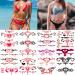 Maripabon Sexy Temporary Tattoos for Women 20 Sheets Large Black Red Navel Tattoo Stickers Stomach Waist Butt Lower Back Naughty Tattoos for Ladies Girls Black Red Lace-A