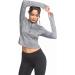 Pinspark Women's Long Sleeve Crop Top Quarter Zip Pullover - Grey, Small - Buy Online on GoSupps.com