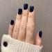 Novo Ovo Dark Blue Monochrome Short Corner Oval Press-On Nails | Premium Artificial Fingernails - Easy Application with Glue - Buy Online on GoSupps.com