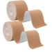 Kinesiology Tape Latex Free Sports Tape 2 Rolls Pack Water Resistant Kinesiology Athletic Tape -for Shoulder Knee Shoulder Knee Elbow Pain Relief 5CM x 5M (2 x 16 ) (Beige)