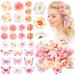 Bencailor 30 Pieces Flower Butterfly Hair Clips Handmade Flower Hair Clips Realistic Flower Hair Accessories Colorful Barrettes for Bride Women Wedding Girls Flower Hair Pins Hairpin (Pink  White)