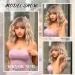 VIKVOK Short Ombre Blonde Wavy Bob Wig with Bangs - Synthetic Curly Blonde Wig for Women, Perfect for Halloween and Daily Wear - Buy Online on GoSupps.com