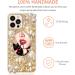 Cavdycidy Designer iPhone 13 Pro Max Mirror Case with Bling Gemstone - Gold Gems | Luxury 3D Glitter Sparkle Diamond Phone Case for Women - Buy Online on GoSupps.com