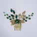 Teyglen Bridal Gold Hair Comb with Green Flower Rhinestones - Vintage Crystal Bride Hair Accessory - Buy Online on GoSupps.com